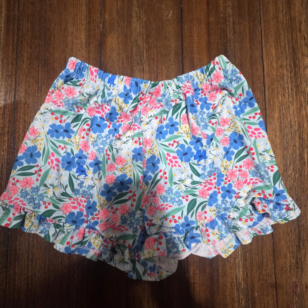 Girls' Floral Ruffle Shorts - Blue & Pink Millie Loves Lily